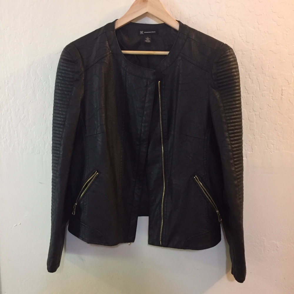 INC Faux Leather Moto Jacket